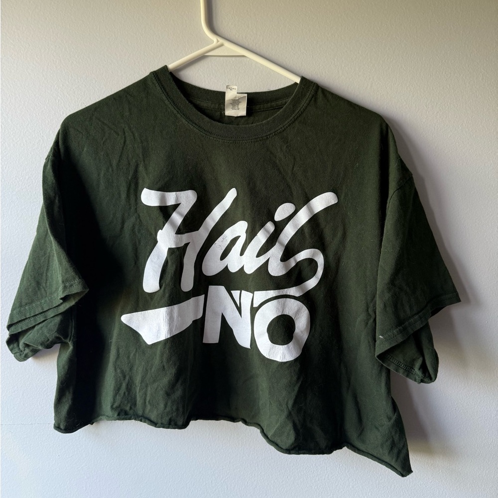Michigan State ‘Hail No’ Green Graphic Crop Top Size XL